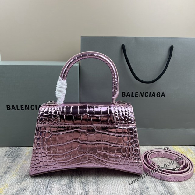 Balenciaga專櫃爆款新色鱷魚紋S號Hourglass沙漏包 巴黎世家頂級原單手提肩背包 款號：8895 fyj1237